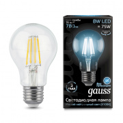 Лампа Gauss LED Filament A60 E27 8W 4100К 102802208