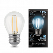 Лампа Gauss LED Filament Шар E27 11W 750lm 4100K 105802211